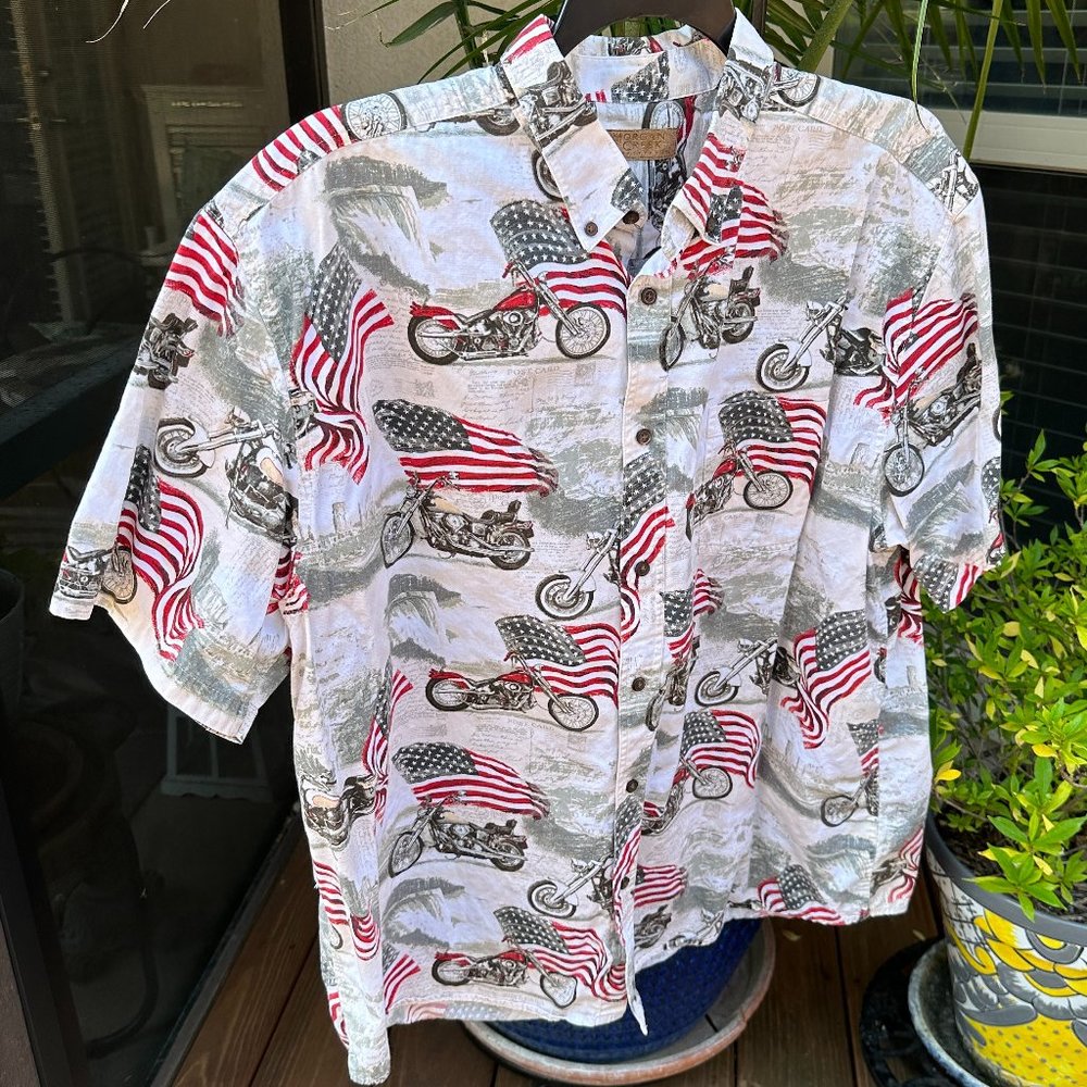 MORGAN CREEK OUTFITTERS Chopper Harley American Flag Shirt
